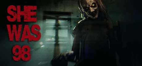 A chilling image of a horror movie poster featuring a menacing figure with disheveled hair and a pale, ghastly face. The background is dark and eerie, with a dimly lit hallway that adds to the suspenseful atmosphere. The bold red text "SHE WAS 98" stands out starkly against the shadowy backdrop, hinting at a terrifying story within.
