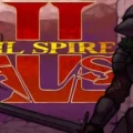 A knight in dark armor stands ready for battle, sword in hand, against a backdrop of a castle and a purple sky. The title "Devil's Spire Falls II" is prominently displayed above the scene.